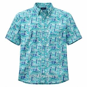 New Mens medium vineyard vines lighthouse scene buttondown pit 22 length 30.5